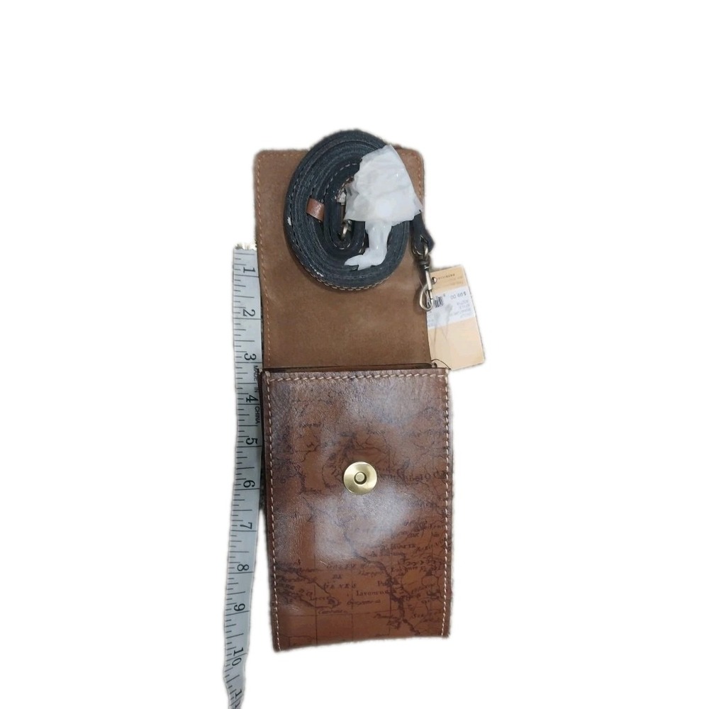 NWT PATRICIA NASH Rust Riot Map brown leather‎ small crossbody phone bag A02718